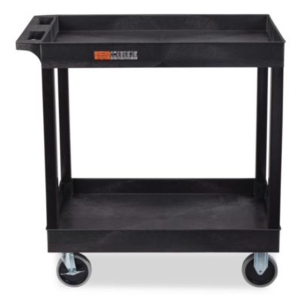 Tuffy Xl Two-Shelf Heavy-Duty Multipurpose Utility Cart, Plastic, 500 Lb Capacity, 35.25" x 18" x 35.5", Black