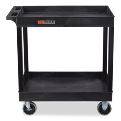 Tuffy Xl Two-Shelf Heavy-Duty Multipurpose Utility Cart, Plastic, 500 Lb Capacity, 35.25" x 18" x 35.5", Black