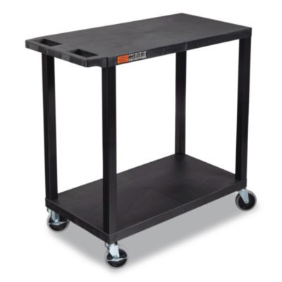 Tuffy Xl Two-Shelf Multipurpose Utility Cart, Plastic, 400 Lb Capacity, 35.25" x 18" x 33, Black