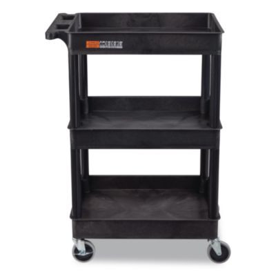 Endura Three-Shelf Utility Cart, Plastic, 300 Lb Capacity, 26.5" x 18.5" x 39.25", Black