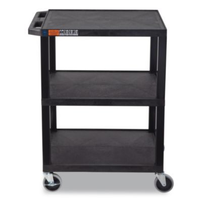 Tuffy Three-Shelf Multipurpose Utility Cart, Plastic, 300 Lb Capacity, 26.5" x 18.5" x 34", Black