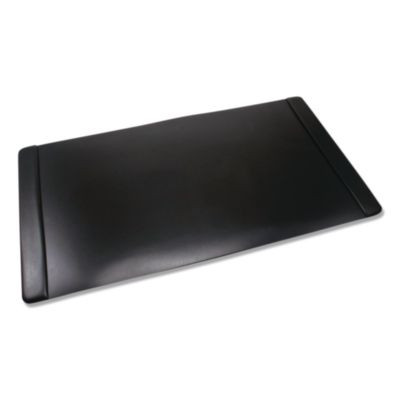 Faux Leather Desk Pad With Side Rails, 36" x 20", Black