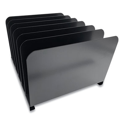 Steel Vertical File Organizer, 6 Sections, Letter Size Files, 11 X 12 X 8, Black
