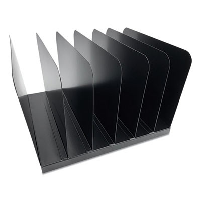 Steel Vertical File Organizer, 6 Sections, Letter Size Files, 11 X 12 X 8, Black