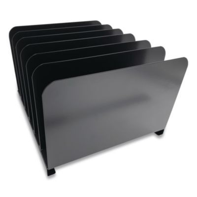 Steel Vertical File Organizer, 6 Sections, Letter Size Files, 11 X 12 X 8, Black
