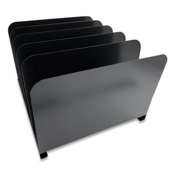 Steel Vertical File Organizer, 5 Sections, Letter Size Files, 11 X 12.5 X 7.75, Black