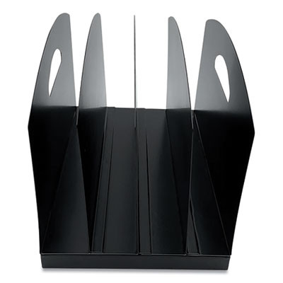 Steel Vertical File Organizer, Flat, 4 Sections, Letter Size Files, 7.25 X 12 X 7.25, Black