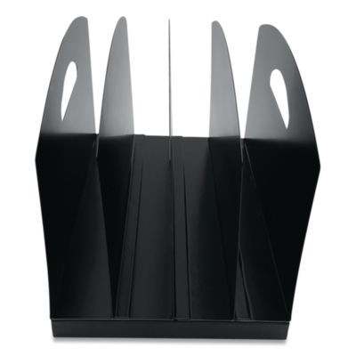 Steel Vertical File Organizer, Flat, 4 Sections, Letter Size Files, 7.25 X 12 X 7.25, Black