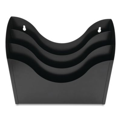 Three-Compartment Steel Wall Sorter, 3 Sections, Legal/Letter Size, 13" x 3.5" x 11.25", Black