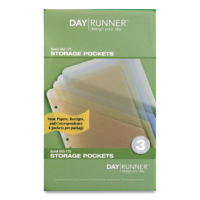 Storage Pockets, 6.75 x 3.75, Assorted Colors, 4/Pack