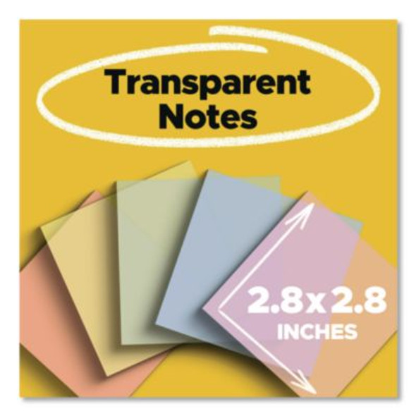 Transparent Notes, 2.88" x 2.88", Assorted Pastel Colors, 36 Sheets/Pad, 5 Pads/Pack