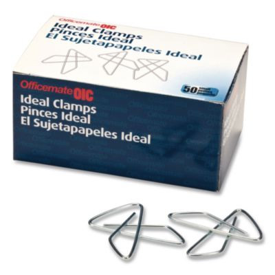 Oic Ideal Butterfly Clamps, #2, Silver, 50/Box