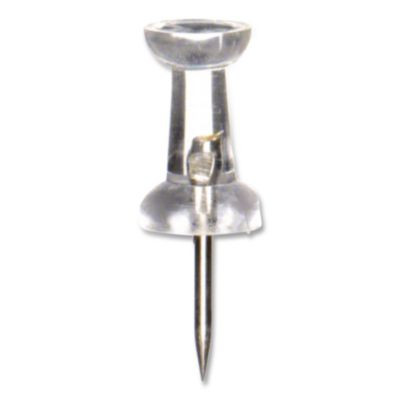 Push Pins, Clear Plastic Head, 0.5" Pin, 100/Box