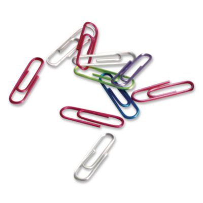 Paper Clips, #2, Vinyl Coated, Assorted Translucent Colors, 600/Pack