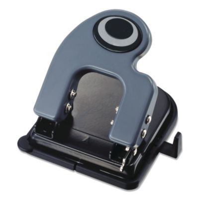 Desktop 2-Hole Eco-Punch, 1/4" Holes, Black/Gray/Green