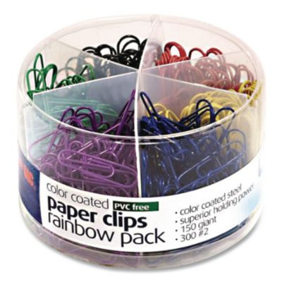 Assorted Size Paper Clips, 1"/1.75", Smooth, Assorted Colors, 450/Pack