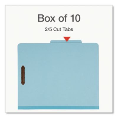 Pressboard Top Tab Classification Folders, 2/5-Cut Tab, Expands 2.5", 2 Dividers, 6 Fasteners, Letter Size, Assorted, 10/Box