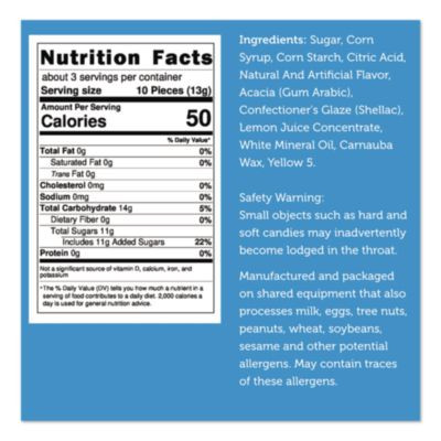 Freeze Dried Candy, Lemon Bursts, 1.12 Lb Bag, 12/Carton