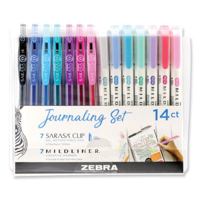Mixed Writing Set, (7) 0.5 Mm Gel Pens, (7) 1 Mm/4 Mm Bullet/Chisel-Tip Markers, Assorted Colors