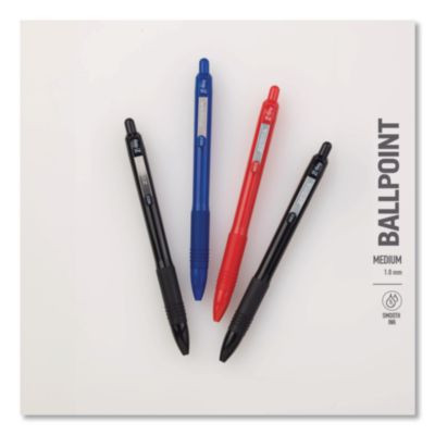 Z-Grip Recycled Retractable Ballpoint Pen, Medium 1 Mm, Black Ink, Black Barrel, Dozen