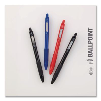 Z-Grip Recycled Retractable Ballpoint Pen, Medium 1 Mm, Red Ink, Red Barrel, Dozen
