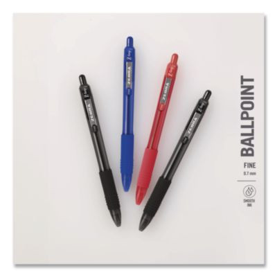 Z-Grip Recycled Retractable Ballpoint Pen, Medium 0.7 Mm, Black Ink, Black Barrel, Dozen