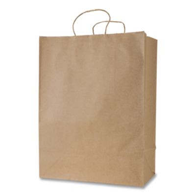 Get Reddi Paper Bags, Mercado Size, 65# Basis Weight, Twisted Rope Handles, 13 x 7 x 17, Brown, 250/Carton