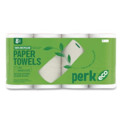 Eco Recycled Paper Towels, 2-Ply, 11 x 5.9, White, 156 Sheets/Roll, 8 Rolls/Pack