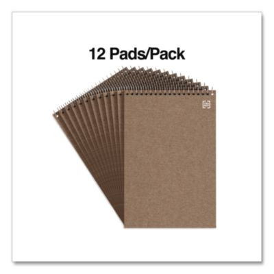 100% Recycled Steno Pads, Gregg Rule, (80) White 6 x 9 Sheets, 12/Pack