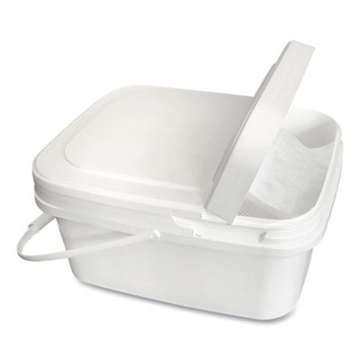 Polypropylene Dry Wipe Charging Bucket, White, 12/Box