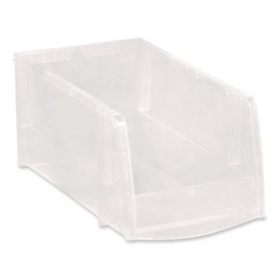 Stackable Plastic Storage Bin. Medium, 1.6 Qt, 6 x 11 x 5, Clear