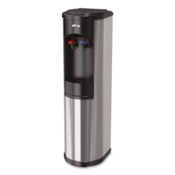 Hot 'N Cold Artesian Stainless Steel Water Dispenser, 5 Gal, 12 x 12.5 x 38.08, Stainless Steel/Black