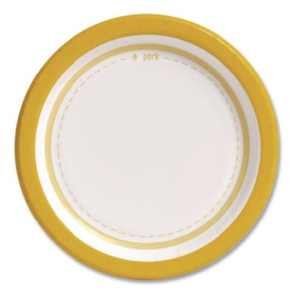 Medium-Weight Paper Plates, 6" Dia, White/Yellow, 500/Carton