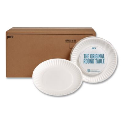 Economy Paper Plates, 9" Dia, White, 1,000/Carton