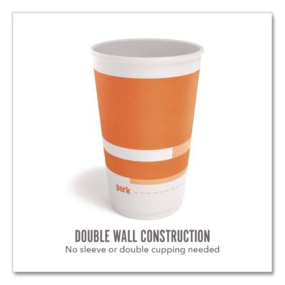 Insulated Paper Hot Cups, 16 Oz, White/Orange, 360/Carton