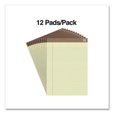 100% Recycled Notepads, Narrow Rule, (50) Canary Yellow 8.5 x 11 Sheets, Dozen