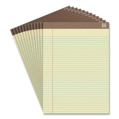 100% Recycled Notepads, Narrow Rule, (50) Canary Yellow 8.5 x 11 Sheets, Dozen