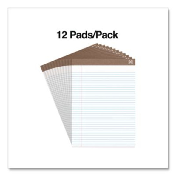 100% Recycled Notepads, Narrow Rule, (50) White 8.5 x 11 Sheets, Dozen