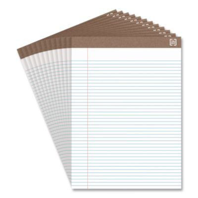 100% Recycled Notepads, Narrow Rule, (50) White 8.5 x 11 Sheets, Dozen