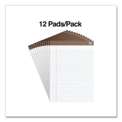 100% Recycled Notepads, Wide/Legal Rule, (50) White 8.5 x 11 Sheets, Dozen