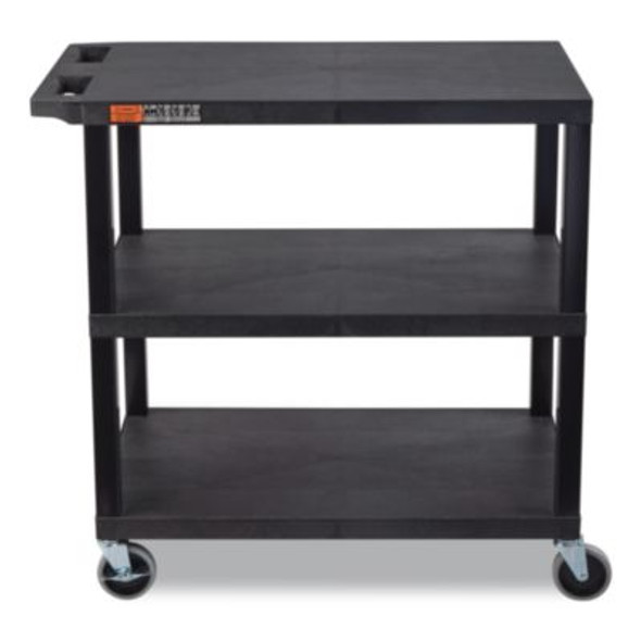 Tuffy Xl Three-Shelf Multipurpose Utility Cart, Plastic, 300 Lb Capacity, 35.25" x 18" x 34.5", Black
