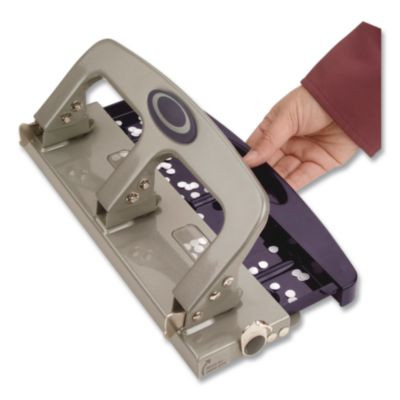 Deluxe 3-Hole Punch, 9/32" Holes, Silver/Navy