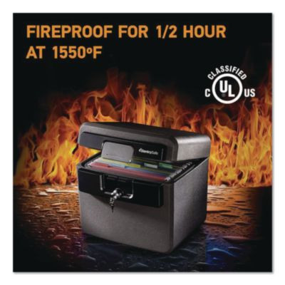 Fire-Resistant/Waterproof Safe With Key, 15.5 x 13.5 x 14.3. 0.65 Cu Ft, Gray