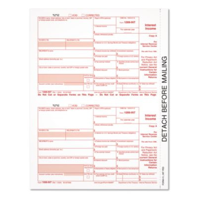 2024 1099 Int Interest Income Tax Form, 2 Forms/Sheet, 50 Forms Total