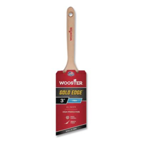 Gold Edge Angled Paint Brush, 3" Wide, Angled Profile, Wood Handle
