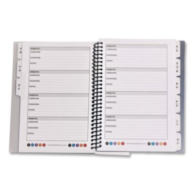 Pocket-Size Password Keeper Log Book, User-Name/Password Format, White/Purple Cover, (60) 7 x 5.5 Sheets
