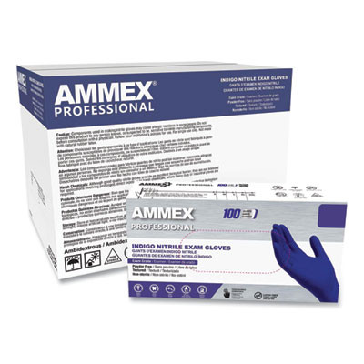 Nitrile Exam Gloves, Powder-Free, Small, 3 Mil Thick, 9.5" Long, Indigo, 100/Box, 10 Boxes/Carton