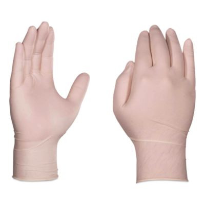 Latex Exam Gloves, Powder-Free, Medium, 4 Mil (Palm), 5 Mil (Fingers), Ivory, 100/Box