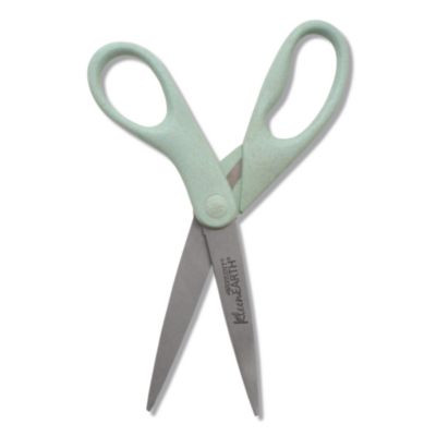 Kleenearth Rice Husk Scissors, Pointed Tip, 8" Long, Straight Sage Blue Handle