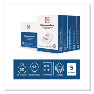 Multipurpose Paper With Colorlok Technology, 96 Bright, 20 Lb Bond Weight, 8.5 x 11, White, 500 Sheets/Ream, 5 Reams/Carton